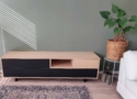 design tv meubel zwart gecombineerd met eikenhout